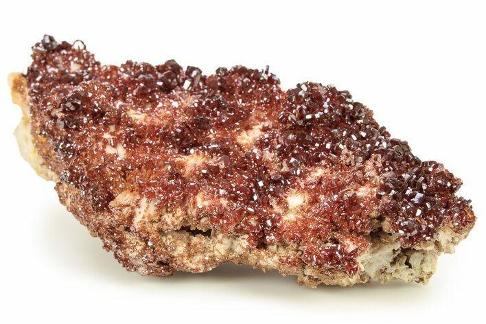 Glittering, Ruby Red Vanadinite Crystals on Barite - Morocco #278249